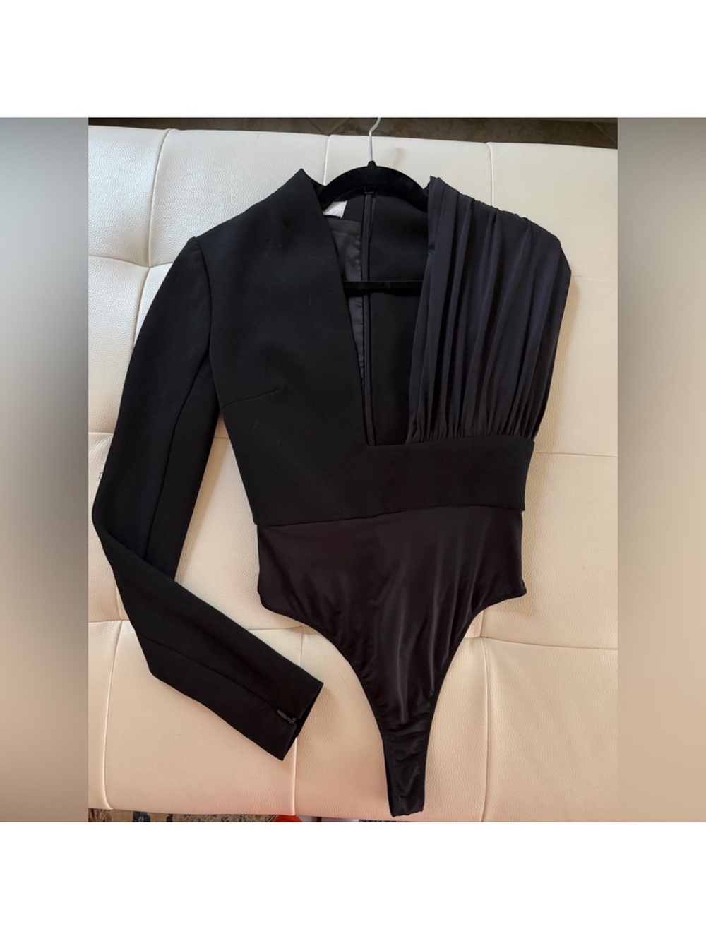 House of CB Black Deep V One-Shoulder Bodysuit - Women Tops - Picture 3 of 3